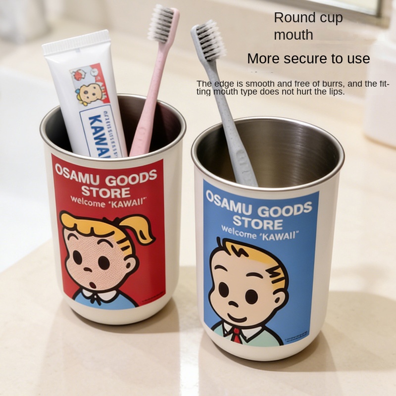 Cute Mouthwash Cup 304 Stainless Steel Household Toothbrush Cup Couple's High-Looking Multi-Purpose Cup For Dormitory Use - Image 4