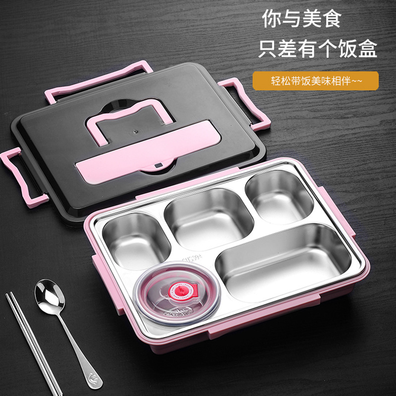 304 Stainless Steel Insulated Portable Lunch Box Student Sealed Lunch Box Children's Dinner Plate Snack Box Partition Lunch Box - Image 2