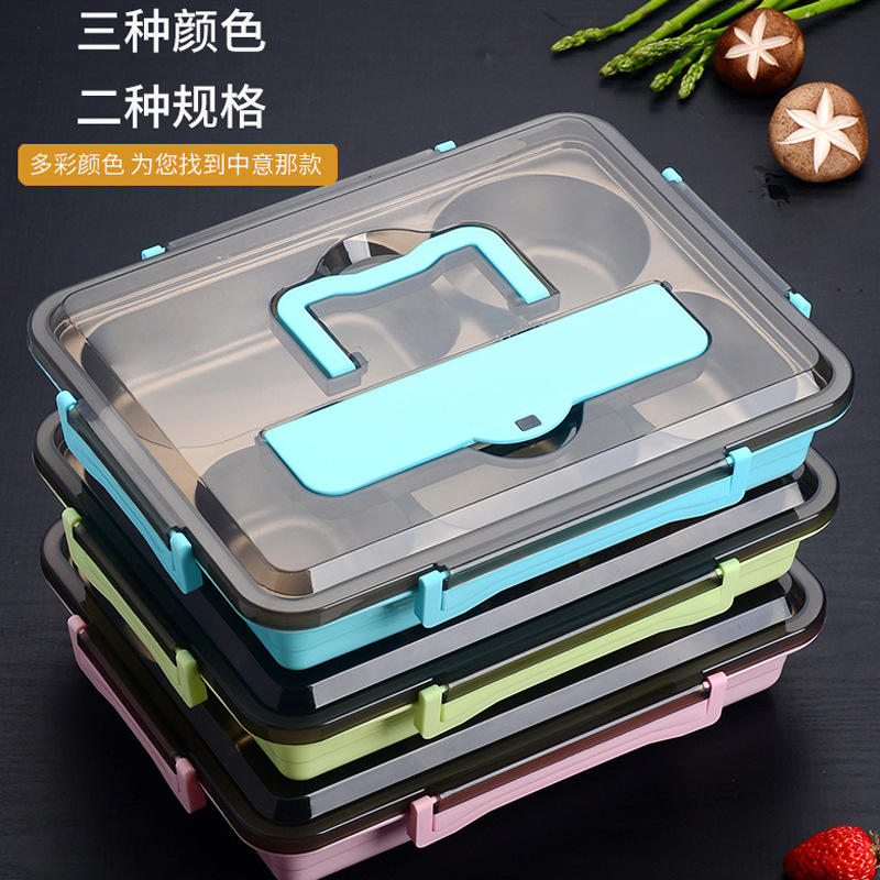 304 Stainless Steel Insulated Portable Lunch Box Student Sealed Lunch Box Children's Dinner Plate Snack Box Partition Lunch Box - Image 4