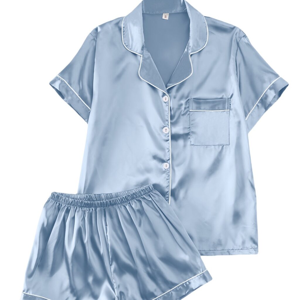 Short-Sleeve Pajama Set, Breathable And Cool Loungewear For Women, European And American Style Short-Sleeve Long Pants