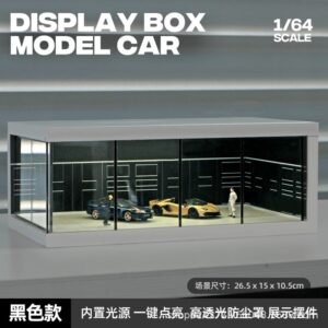 1:64 Simulation Alloy Car Model Exhibition Hall Garage Scene High Transparent Acrylic Car Parking Lot Model Display Stand With Light