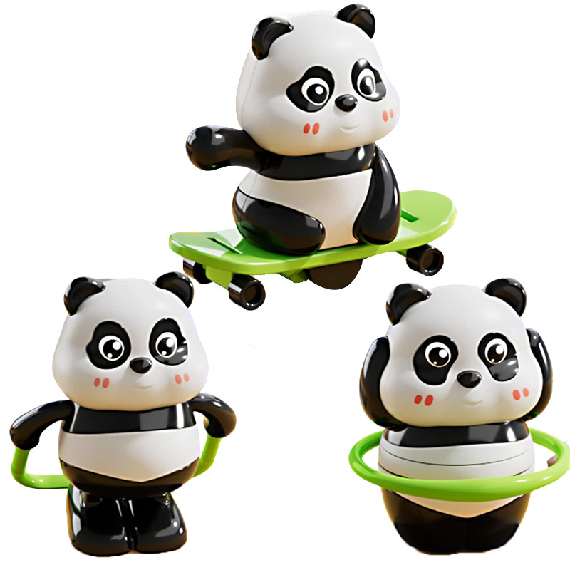 Skipping Rope Spinning Panda National Trend Ornament Wind-Up Skateboard Panda Doll Pendant Early Education Educational Children's Toy - Image 5