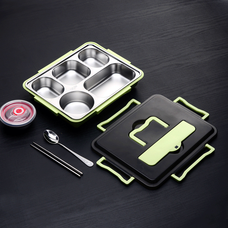 304 Stainless Steel Insulated Portable Lunch Box Student Sealed Lunch Box Children's Dinner Plate Snack Box Partition Lunch Box - Image 3