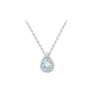 S925 Sterling Silver Blue Tear Necklace For Women, Oval Water Drop Clavicle Chain Pendant, Light Luxury Niche Design, Gift For Girlfriend