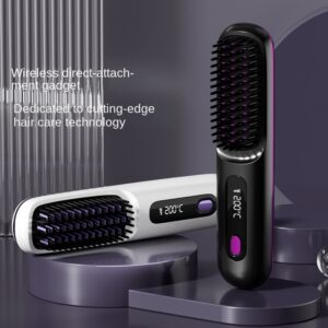 Wireless Lcd Portable Negative Ion Hair Straightening Comb Rechargeable Model That Won'T Damage Hair, Dual-Use Straightening And Curling Comb