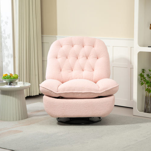 360° Swivel Recliner Adjustable Chair Chenille Glider Swivel Reclining Sofa Chair with Black Metal Round Base - Gray - Image 3