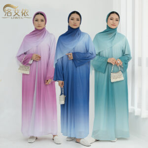 2025Loriya Gradient Color Cardigan + Headscarf Two-Piece Set Lr797