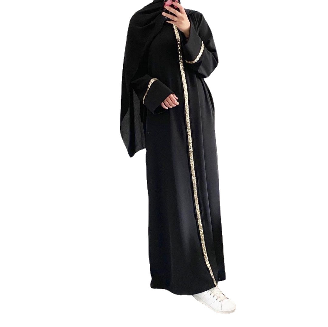 2023 Malaysian Muslim Women, Cardigan Robe Stitching Sequined Dress Muslim Abaya - Image 5
