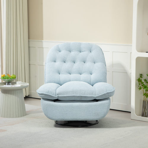 360° Swivel Recliner Adjustable Chair Chenille Glider Swivel Reclining Sofa Chair with Black Metal Round Base - Gray - Image 4
