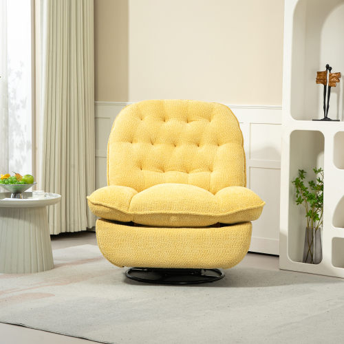 360° Swivel Recliner Adjustable Chair Chenille Glider Swivel Reclining Sofa Chair with Black Metal Round Base - Gray - Image 5