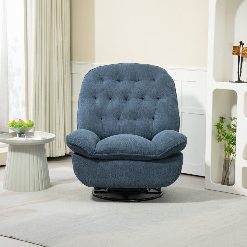 360° Swivel Recliner Adjustable Chair Chenille Glider Swivel Reclining Sofa Chair with Black Metal Round Base - Gray - Image 8