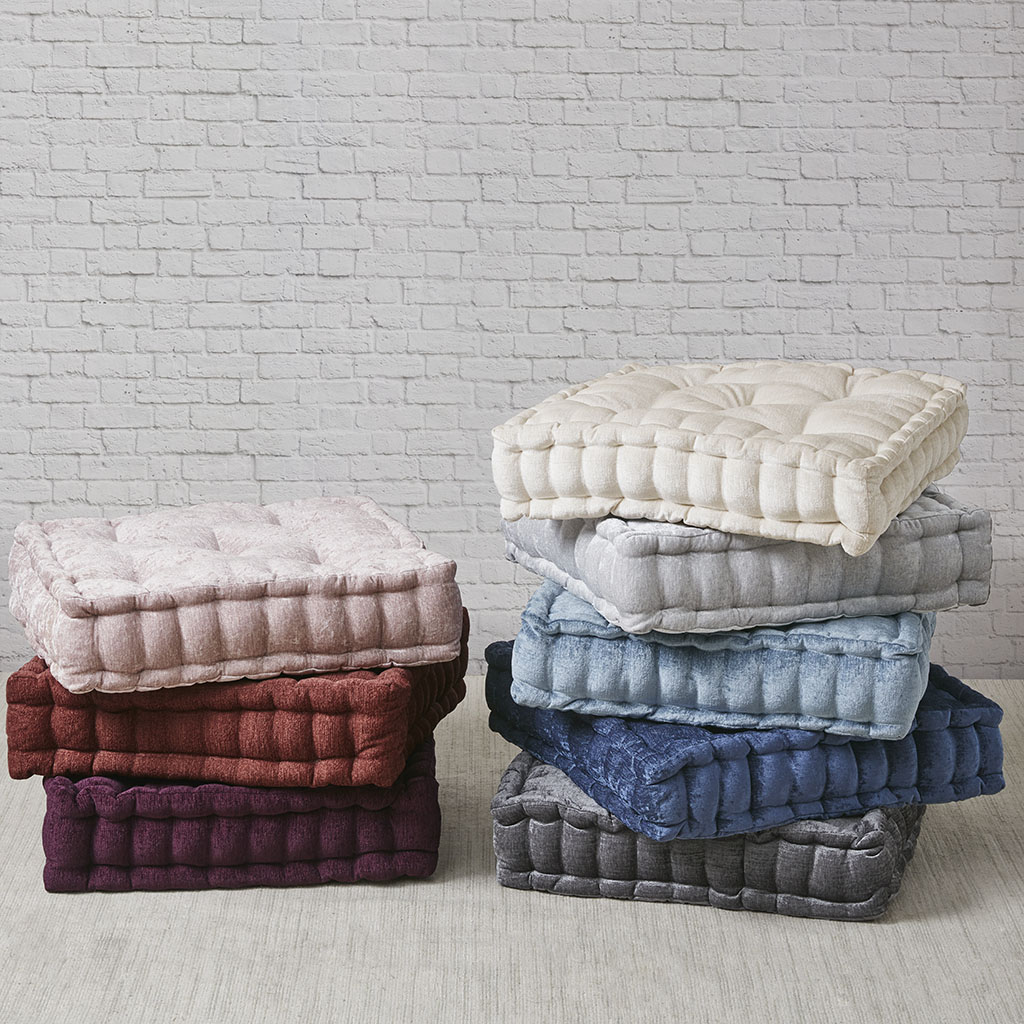 Poly Chenille Square Floor Pillow Cushion Aqua 20x20"