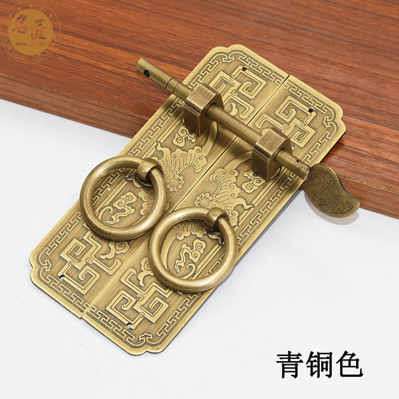 A6L Chinese Antique Pure Copper Cabinet Door Handle Ming And Qing Furniture Elm Furniture Wardrobe Cabinet Door Bookcase Door Retro Copper